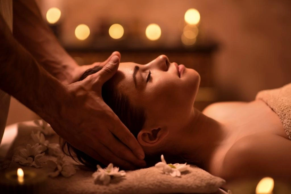 Head massage at serenity head spa, designed to relieve migraine pain.