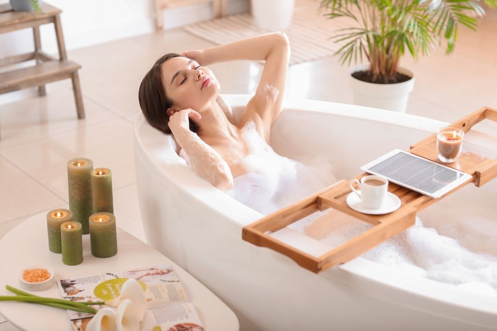Warm bath after massage