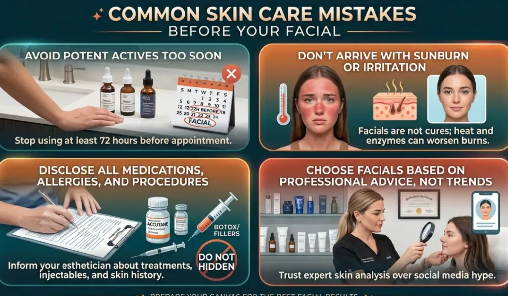 Common Skin Care Mistakes People Make Before Any Facial
